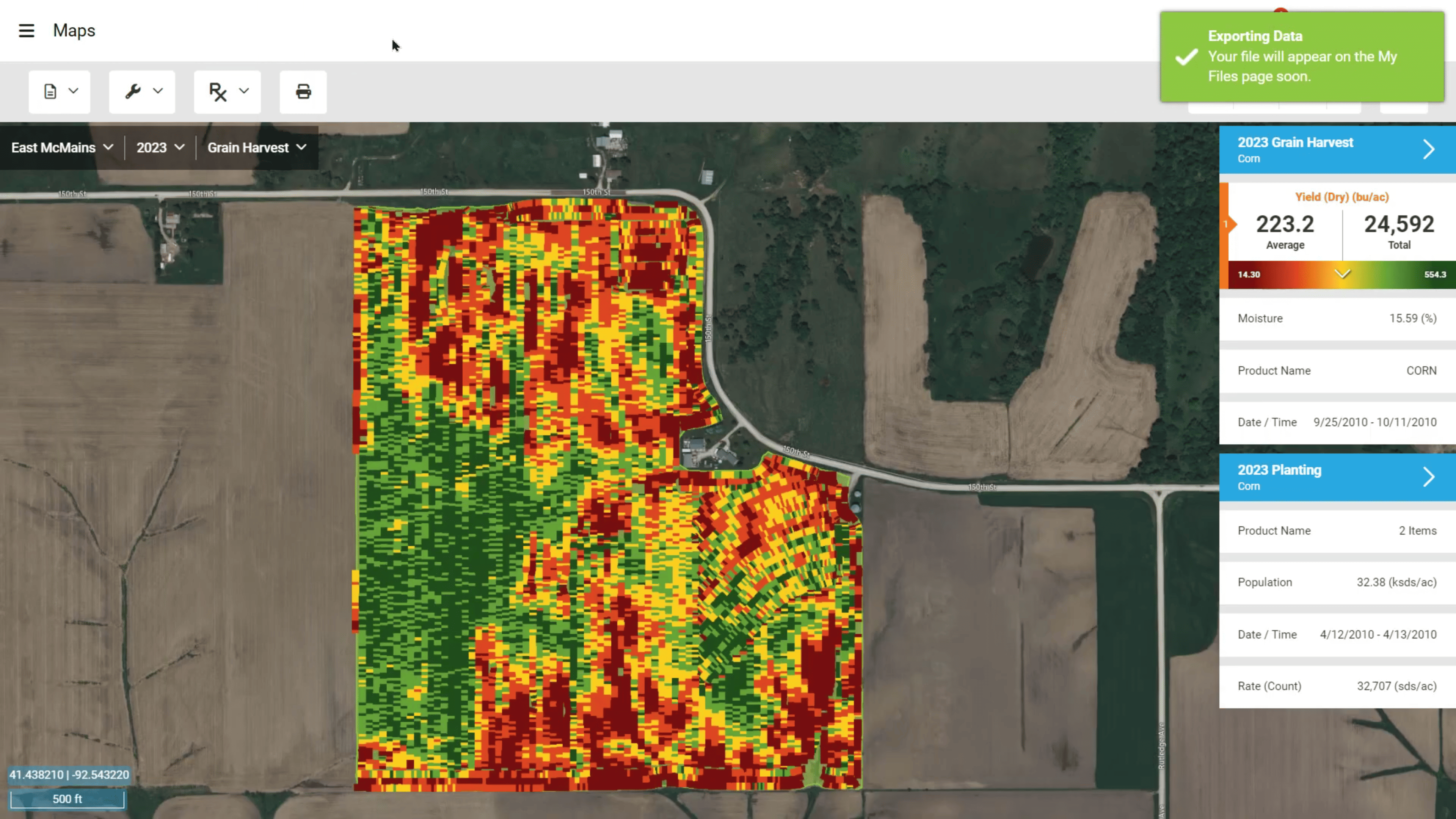 Export In Progress Notification